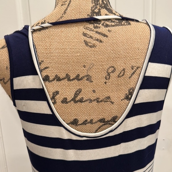 Off White/ Navy stripe tank midi dress - Picture 4 of 7